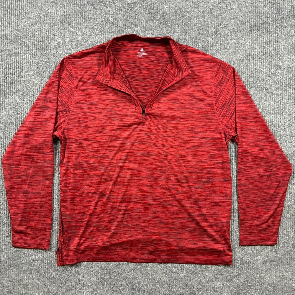 Top Of The World Mens XL Red Space Dye Quarter Zip Pullover Athletic Lightweight